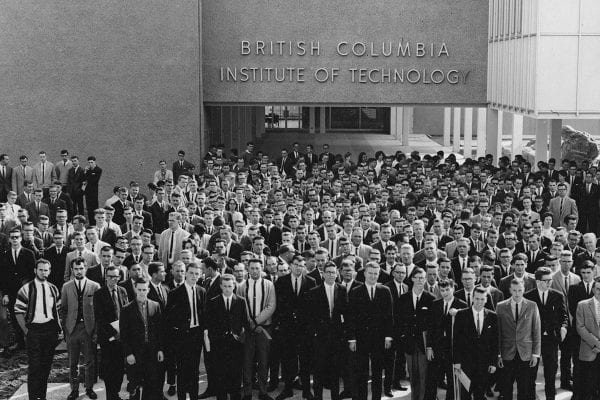 Historical photo of BCIT's first graduating class of 1964.