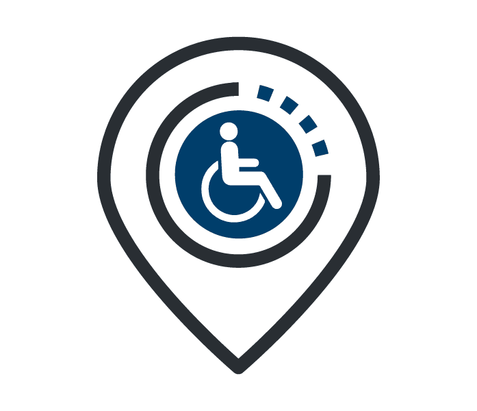 Wheelchair accessible parking logo.