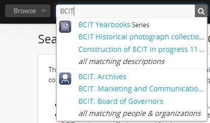 screenshot of BCIT archives page - history