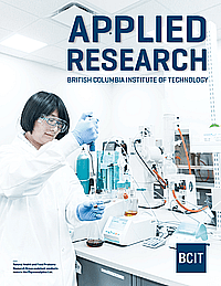 Applied research brochure with a person working in a lab.