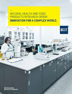Natural health and food products research group showing person working in a lab.