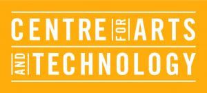Logo for Centre of Arts & Technology white on orange background.