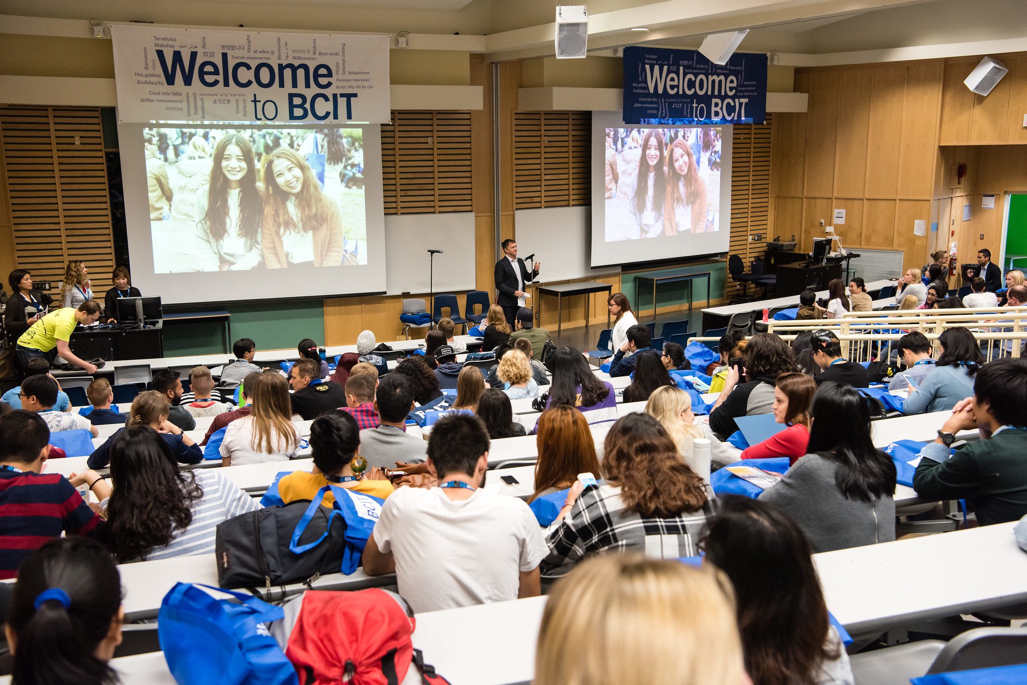 International Orientation event in lecture hall at BCIT