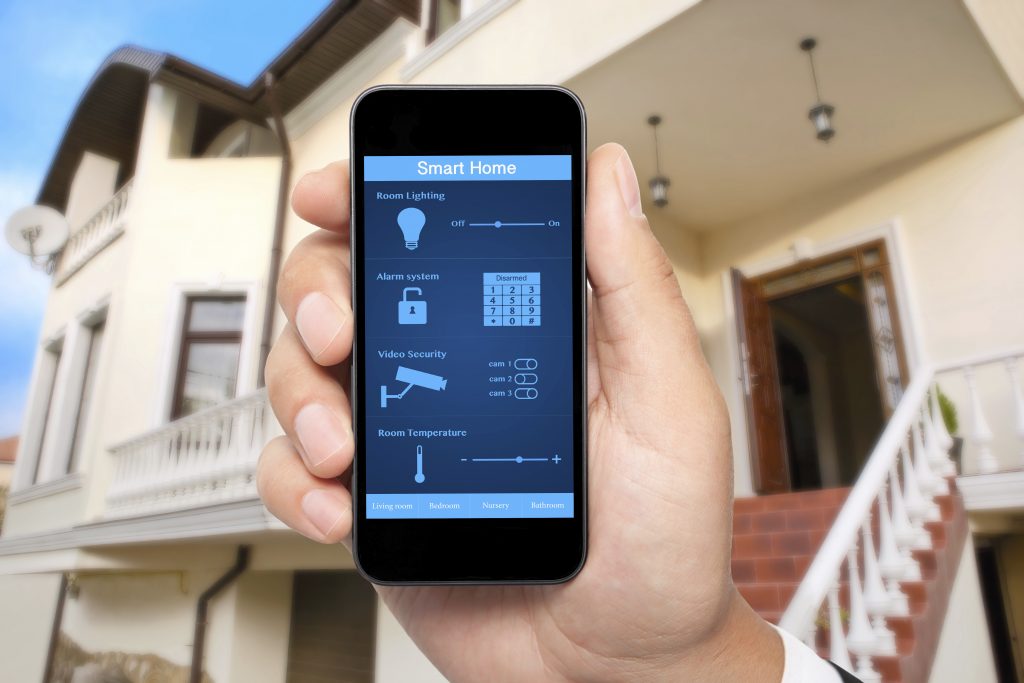 A cell phone with smart home app