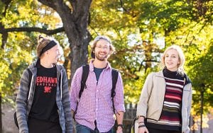 students walking in the sun