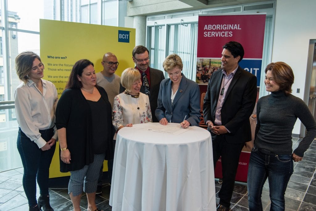 BCIT signing CICan Indigenous Education Protocol.