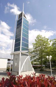 Image of solar panel tower on BCIT Burnaby campus.