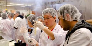 food tech students in lab