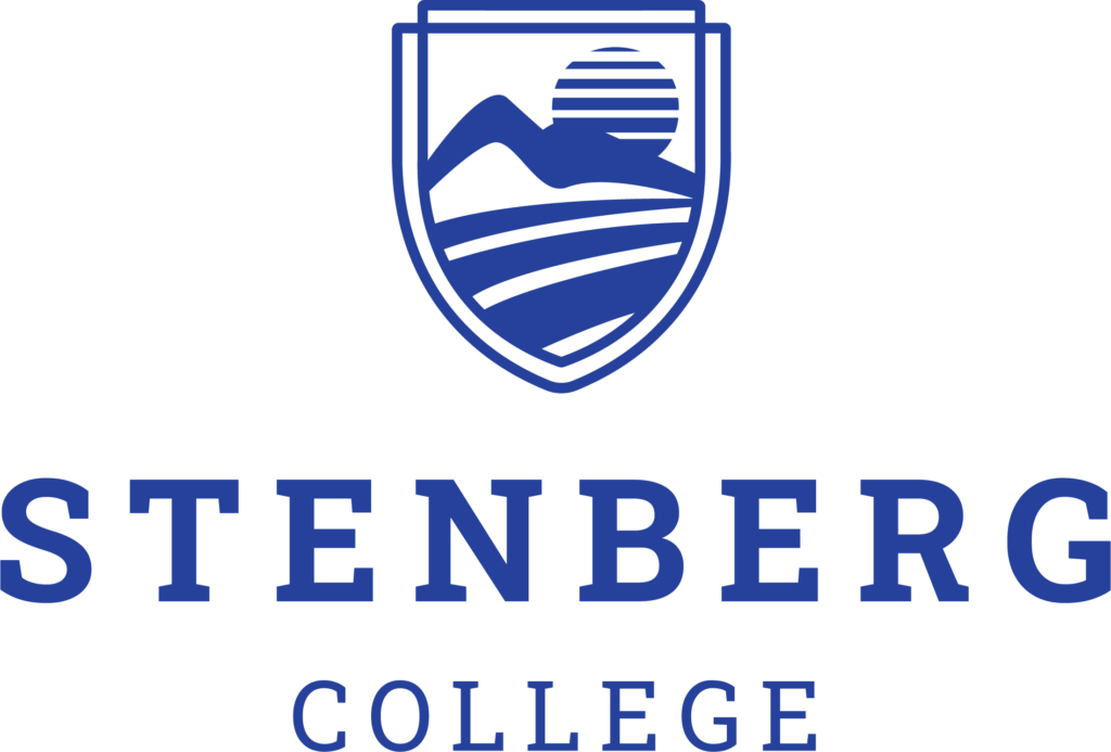 logo for Stenberg College with mountain and sun in a crest