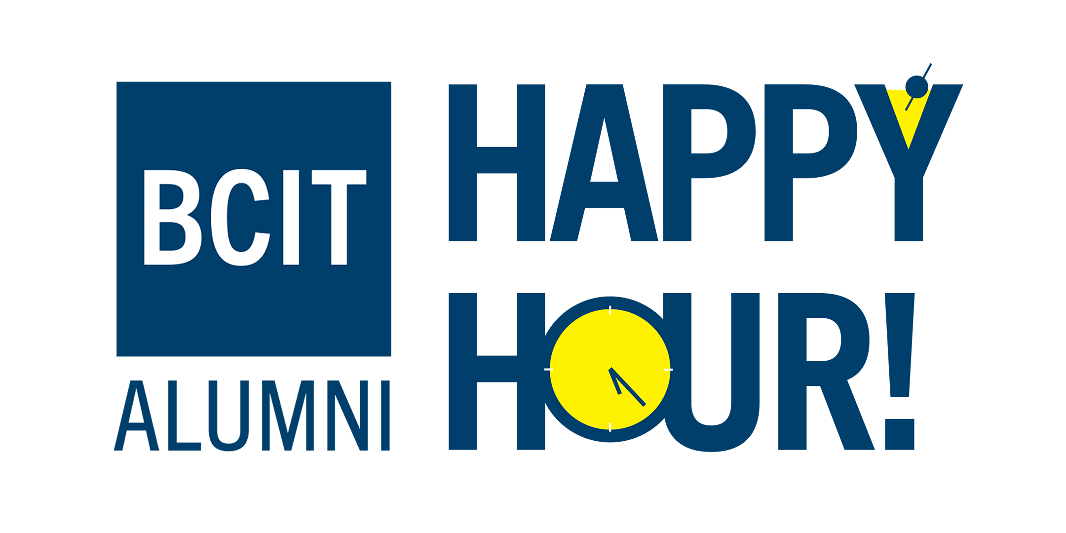 BCIT Alumni logo next text: "Happy Hour!"