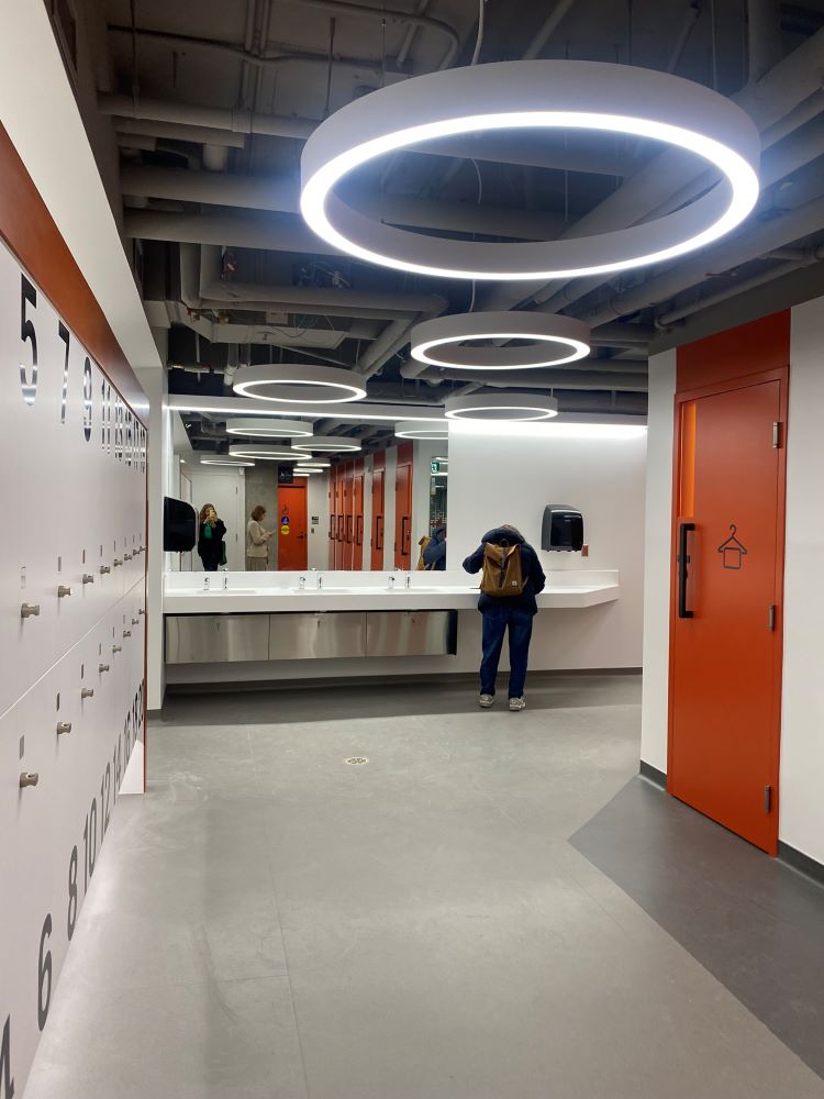 Image of the completed change room upgrades at the Downtown Campus